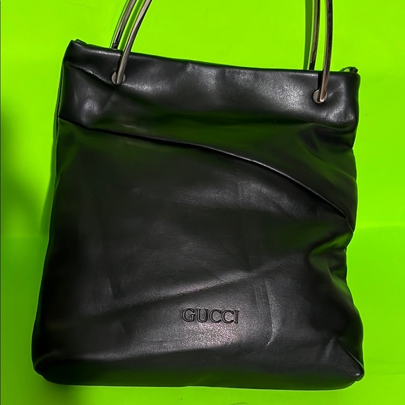 Gucci Handbags - Gucci Black Leather Tote with Silver Handles